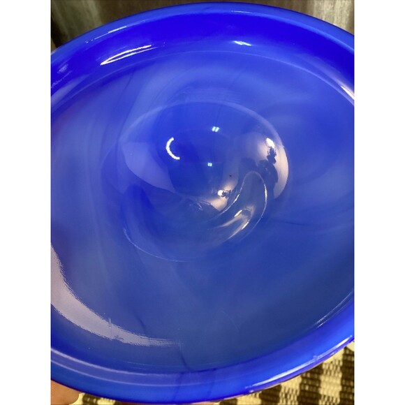 Westmoreland Glass Argonaut Shell Nautilus Covered Candy Dish Blue Slag White - Picture 7 of 16